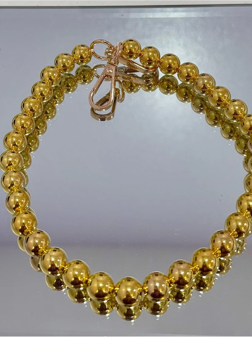 New Slim Gold Bead Bag Chain 18 inches